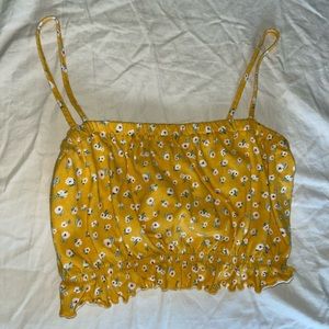 Yellow Floral Crop-Top